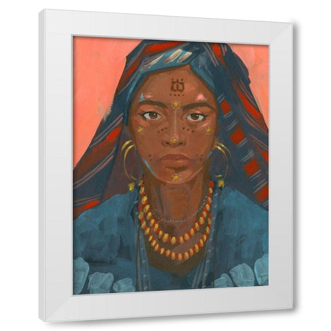 Wodaabe Woman II White Modern Wood Framed Art Print by Green, Jacob