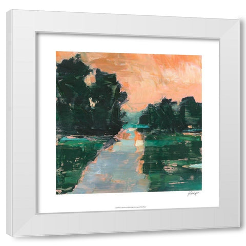 Coral Sunset I White Modern Wood Framed Art Print by Harper, Ethan