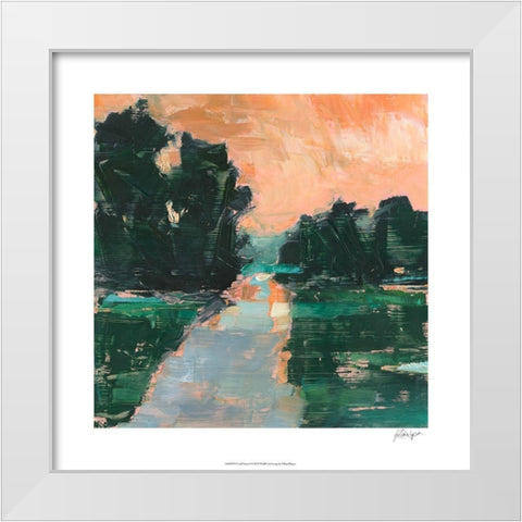 Coral Sunset I White Modern Wood Framed Art Print by Harper, Ethan