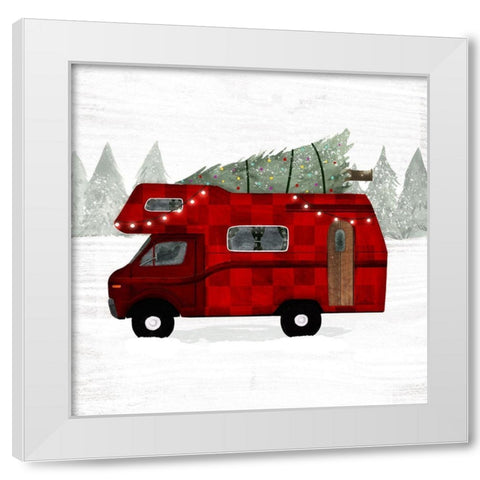 Yuletide Camper II White Modern Wood Framed Art Print by Borges, Victoria