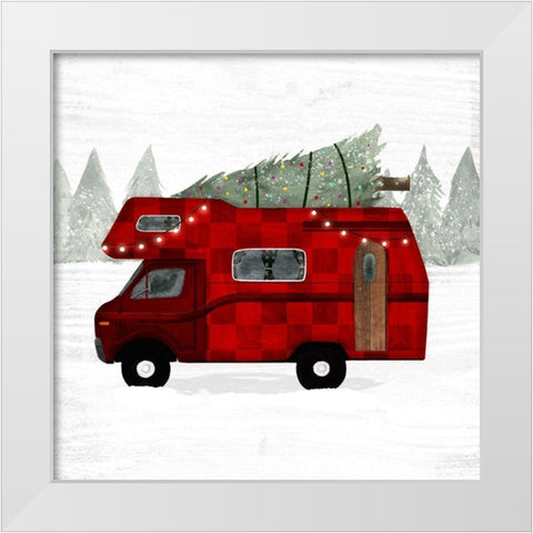 Yuletide Camper II White Modern Wood Framed Art Print by Borges, Victoria