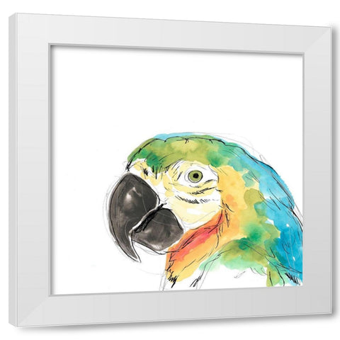 Tropical Bird Portrait I White Modern Wood Framed Art Print by Vess, June Erica