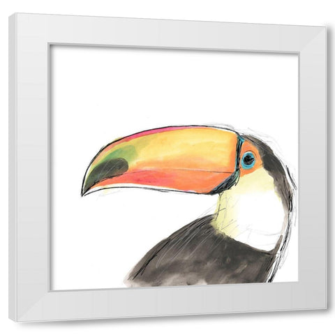 Tropical Bird Portrait III White Modern Wood Framed Art Print by Vess, June Erica