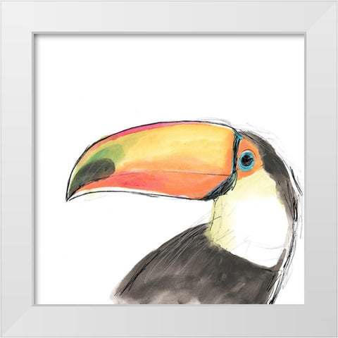 Tropical Bird Portrait III White Modern Wood Framed Art Print by Vess, June Erica