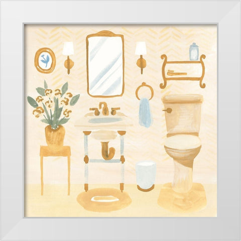 Golden Bath I White Modern Wood Framed Art Print by Warren, Annie