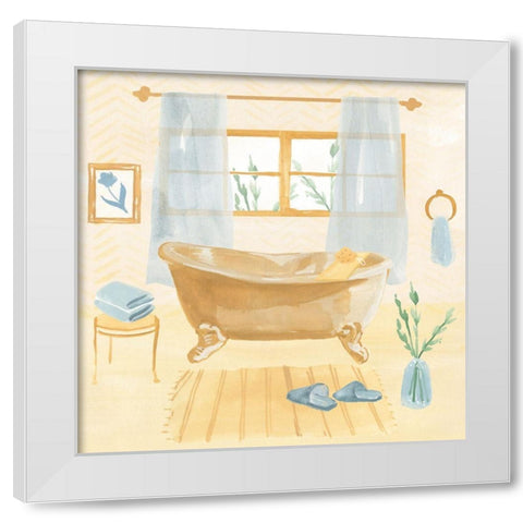 Golden Bath II White Modern Wood Framed Art Print by Warren, Annie