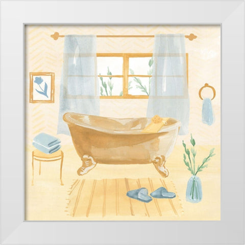 Golden Bath II White Modern Wood Framed Art Print by Warren, Annie