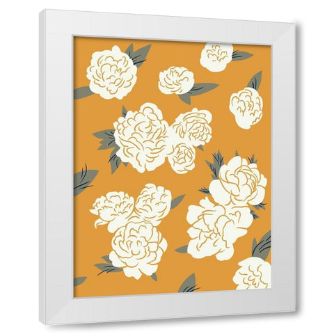 Ivory Peonies on Gold I White Modern Wood Framed Art Print by Green, Jacob