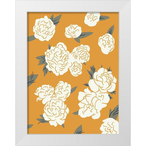 Ivory Peonies on Gold I White Modern Wood Framed Art Print by Green, Jacob