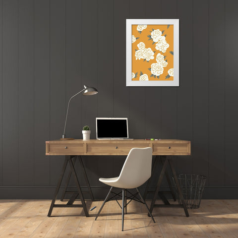 Ivory Peonies on Gold II White Modern Wood Framed Art Print by Green, Jacob