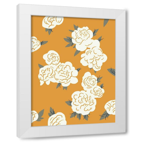 Ivory Peonies on Gold II White Modern Wood Framed Art Print by Green, Jacob