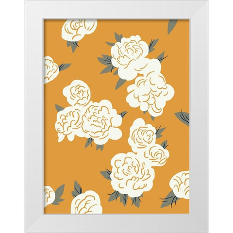 Ivory Peonies on Gold II White Modern Wood Framed Art Print by Green, Jacob