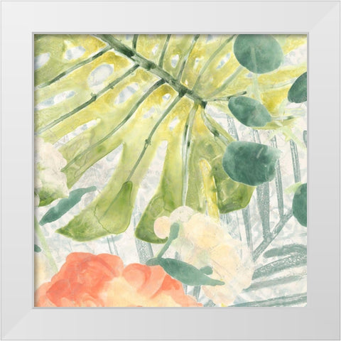 Palm Garden I White Modern Wood Framed Art Print by Vess, June Erica