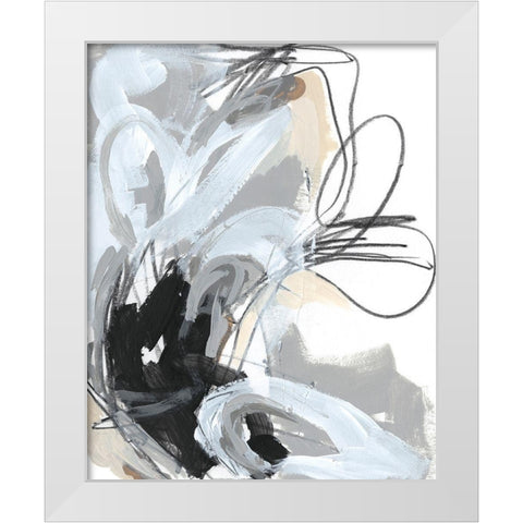 Tangled Threads V White Modern Wood Framed Art Print by Vess, June Erica