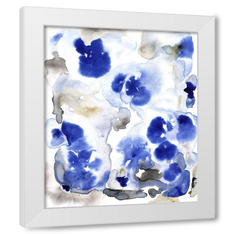 Blue Pansies I White Modern Wood Framed Art Print by OToole, Tim