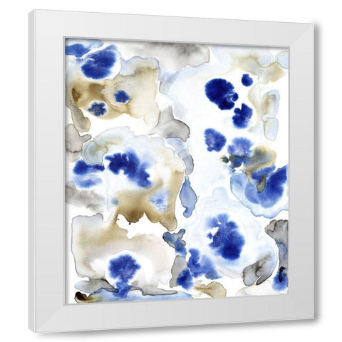 Blue Pansies II White Modern Wood Framed Art Print by OToole, Tim