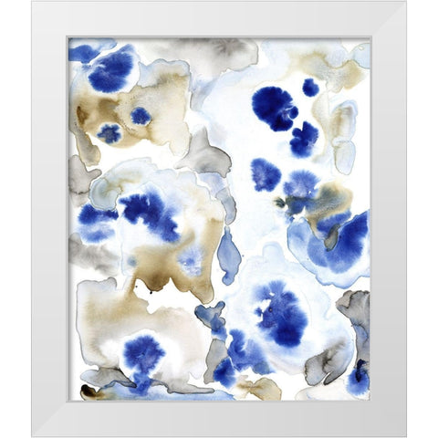 Blue Pansies II White Modern Wood Framed Art Print by OToole, Tim