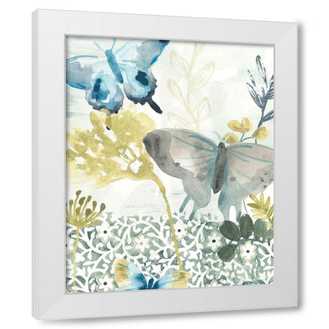 Butterfly Concerto I White Modern Wood Framed Art Print by Vess, June Erica