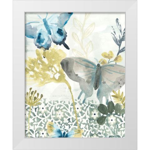 Butterfly Concerto I White Modern Wood Framed Art Print by Vess, June Erica