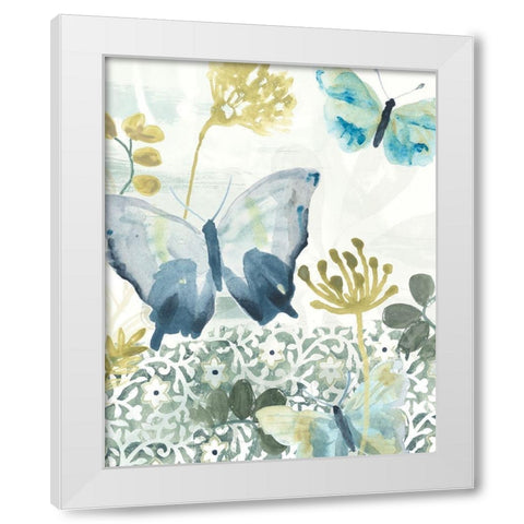 Butterfly Concerto II White Modern Wood Framed Art Print by Vess, June Erica