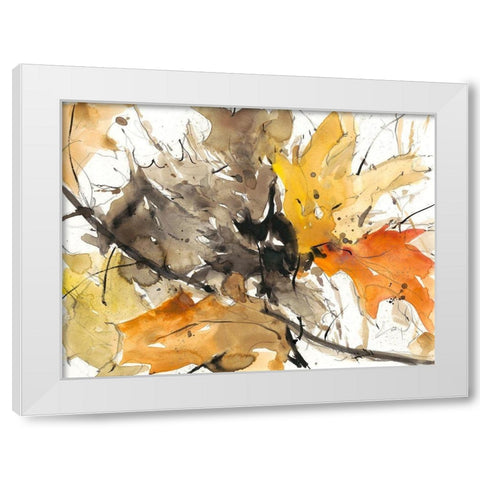 Watercolor Autumn Leaves II White Modern Wood Framed Art Print by Dixon, Samuel