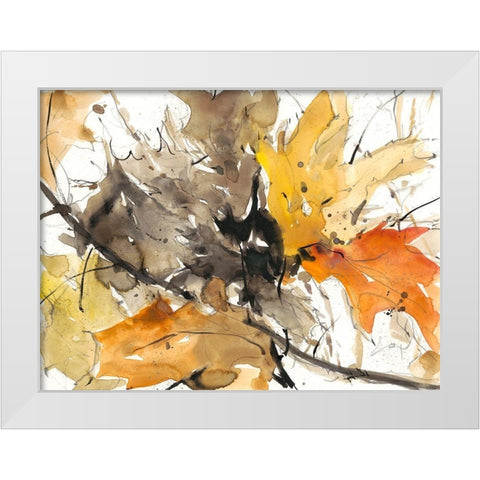 Watercolor Autumn Leaves II White Modern Wood Framed Art Print by Dixon, Samuel