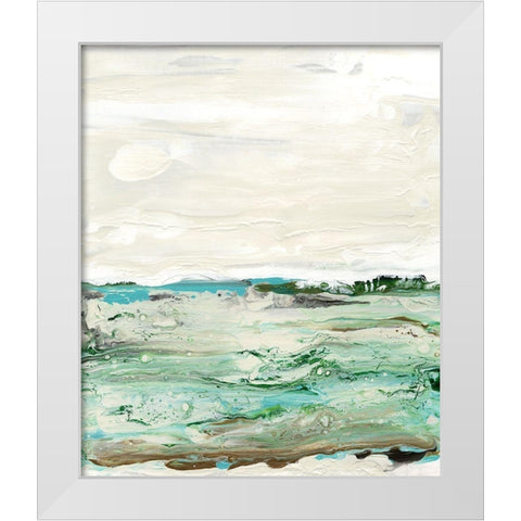 Mint and Aqua Horizon I White Modern Wood Framed Art Print by Bramma, Lila