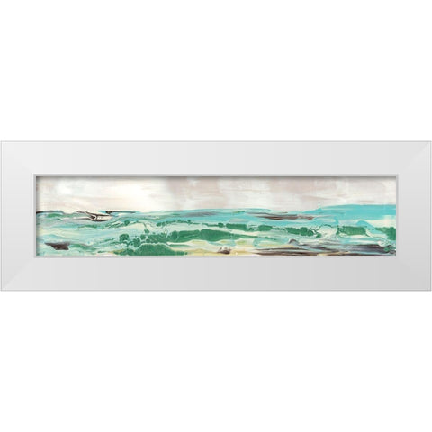 Mint and Aqua Horizon III White Modern Wood Framed Art Print by Bramma, Lila