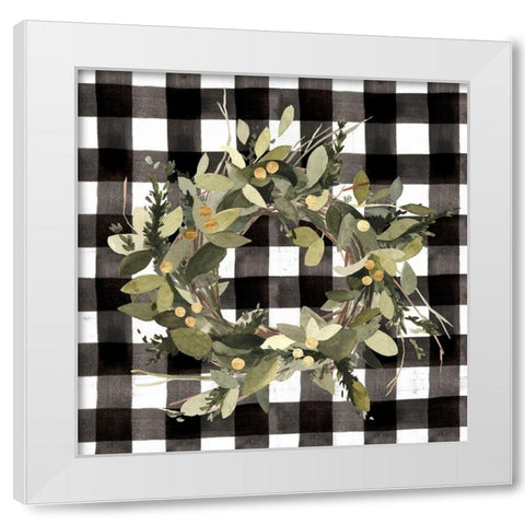 Modern Gingham Christmas II White Modern Wood Framed Art Print by Caroline, Emma