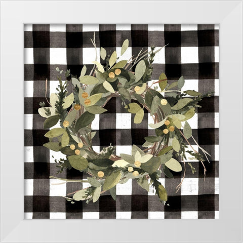 Modern Gingham Christmas II White Modern Wood Framed Art Print by Caroline, Emma