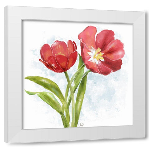Red Tulip Splash I White Modern Wood Framed Art Print by Reynolds, Jade