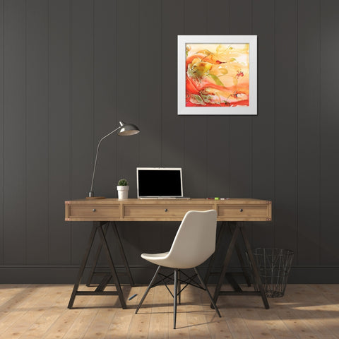 En Naranjas II White Modern Wood Framed Art Print by Herrera, Leticia