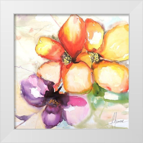 Amigas White Modern Wood Framed Art Print by Herrera, Leticia