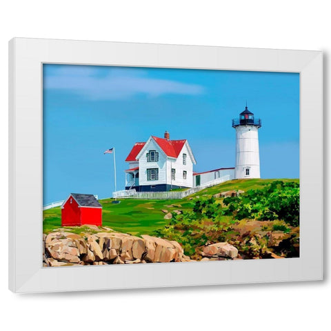 Nubble House I White Modern Wood Framed Art Print by Kalina, Emily