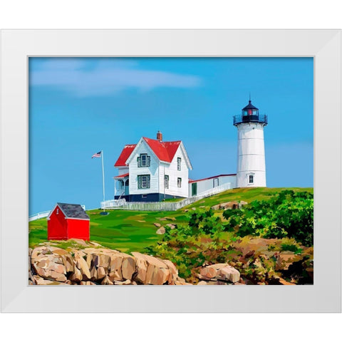 Nubble House I White Modern Wood Framed Art Print by Kalina, Emily