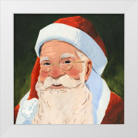 Santa Claus Specs I White Modern Wood Framed Art Print by Green, Jacob
