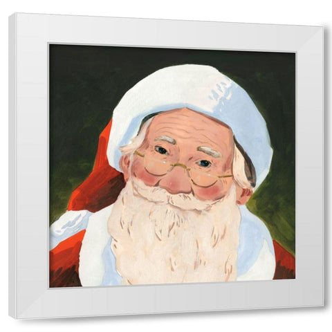 Santa Claus Specs II White Modern Wood Framed Art Print by Green, Jacob