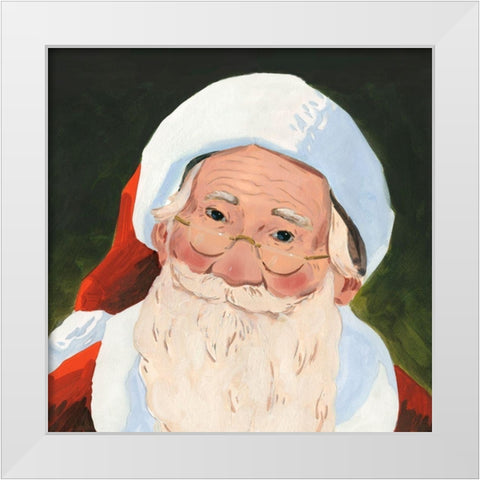 Santa Claus Specs II White Modern Wood Framed Art Print by Green, Jacob