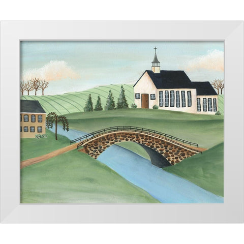Folk Church Scene I White Modern Wood Framed Art Print by Moore, Regina