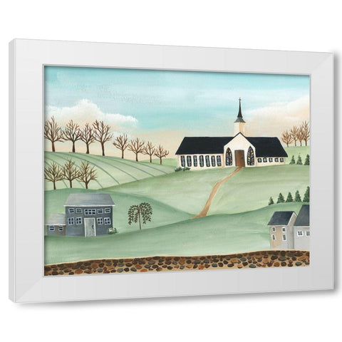 Folk Church Scene II White Modern Wood Framed Art Print by Moore, Regina
