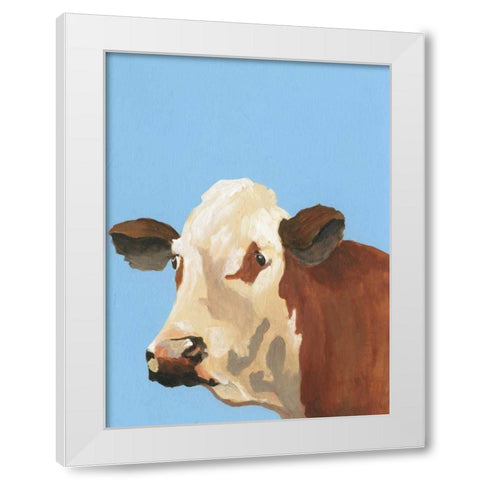 Cow-don Bleu I White Modern Wood Framed Art Print by Moore, Regina