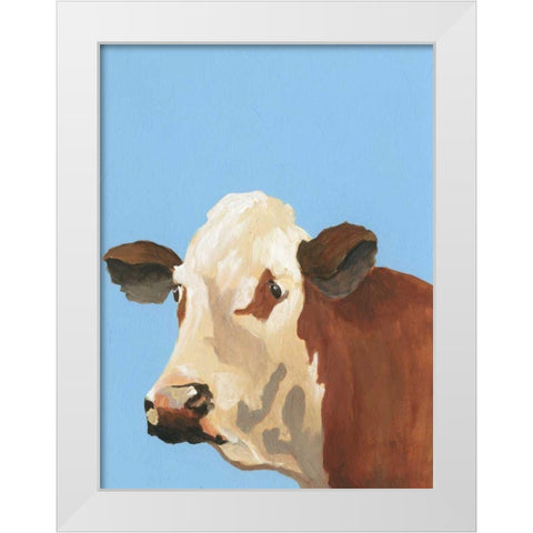 Cow-don Bleu I White Modern Wood Framed Art Print by Moore, Regina