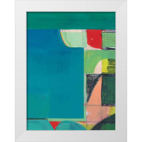 Teal Abstract I White Modern Wood Framed Art Print by Bellissimo Art