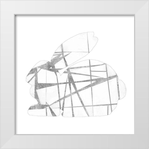 Geometric Rabbit in Silver I White Modern Wood Framed Art Print by Goldberger, Jennifer