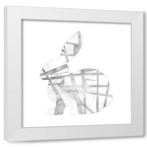 Geometric Rabbit in Silver III White Modern Wood Framed Art Print by Goldberger, Jennifer