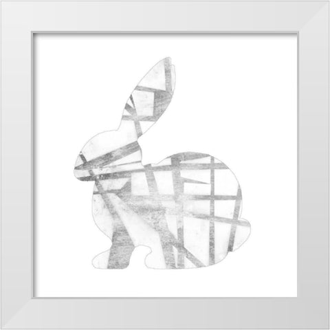 Geometric Rabbit in Silver III White Modern Wood Framed Art Print by Goldberger, Jennifer