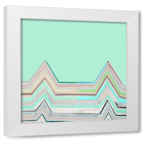 Aqua Zig Zag I White Modern Wood Framed Art Print by Bellissimo Art