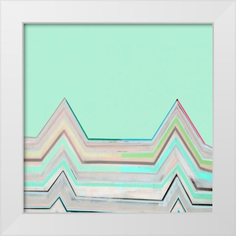 Aqua Zig Zag I White Modern Wood Framed Art Print by Bellissimo Art