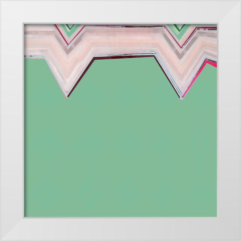 Aqua Zig Zag III White Modern Wood Framed Art Print by Bellissimo Art