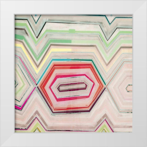 Aqua Zig Zag IV White Modern Wood Framed Art Print by Bellissimo Art